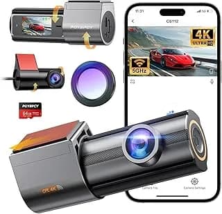 Dashcam POYBPCY 4K UHD + 1080P | Capteur CMOS | WiFi 5G | Filtre CPL | IPS 1.47"