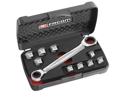 Coffret Clé à Cliquet 11-en-1 Extra-Plate FACOM 464.J1 - Ultra-Compacte
