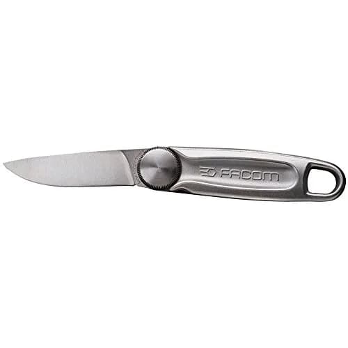 Couteau Inox Facom 840LE - Outil de Coupe Ambidextre avec Étui Cuir