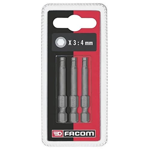 Jeu de 3 Embouts de Vissage 6 Pans 4mm FACOM EH604.J3 - Série 6