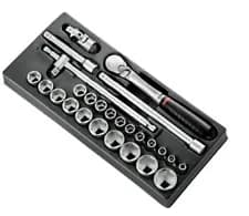 Module de 26 Douilles FACOM 1/2" 6 Pans avec Cliquet Étanche SL.161-46