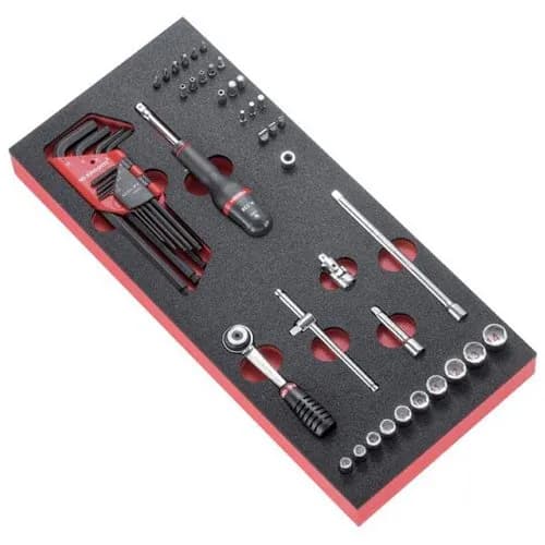 Module Mousse FACOM MODM.R1A : Coffret Douilles 1/4" et Cliquet 38 Pièces