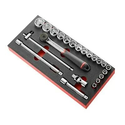 Module Mousse FACOM MODM.S161-212U : Cliquet S.161B et 17 Douilles 1/2"