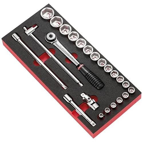 Module Mousse FACOM MODM.S1A : Cliquet S.161B et 21 Douilles 1/2" 6 Pans