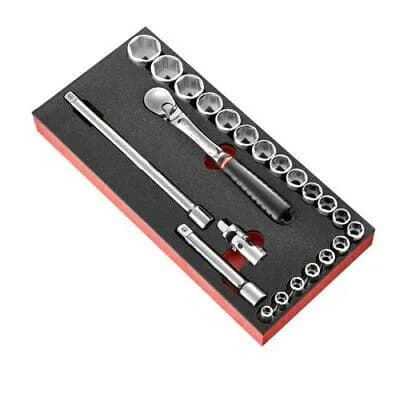 Module Mousse 20 Outils FACOM MODM.SL161-36 : Cliquet 1/2" et Douilles 6 Pans