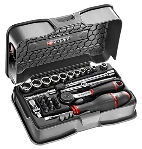 Coffret de Douilles 1/4" 6 Pans FACOM R.161B - 31 Pièces avec Cliquet