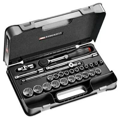 Coffret de Douilles 1/2" Facom S.360-4P12 - Cliquet à Manche Rotatif - 26 Pcs