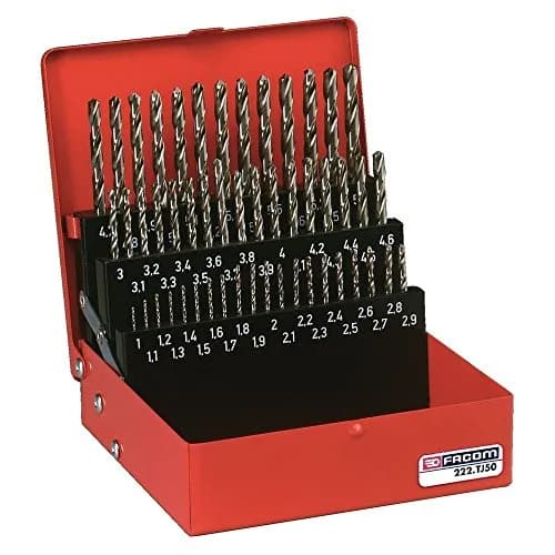 Coffret de 50 Forets Métal FACOM 222A.TJ50 - Haute Précision 1 à 5,9 mm
