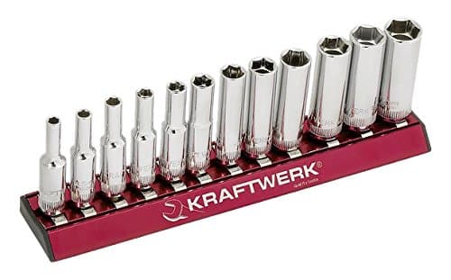 Jeu de 12 Douilles Longues 1/4" Kraftwerk 101990 - Rail Magnétique MAGALU