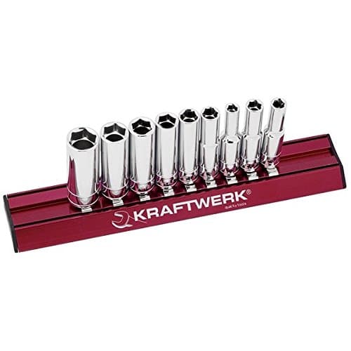 Kraftwerk 101599 - Jeu de 9 Douilles Longues 1/4" SAE sur Rail MAGALU
