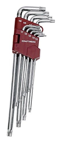 Jeu 9 Clés Mâles Torx XXL Kraftwerk 3607 | Acier S2 | T10-T50 | Finition Chrome Mat