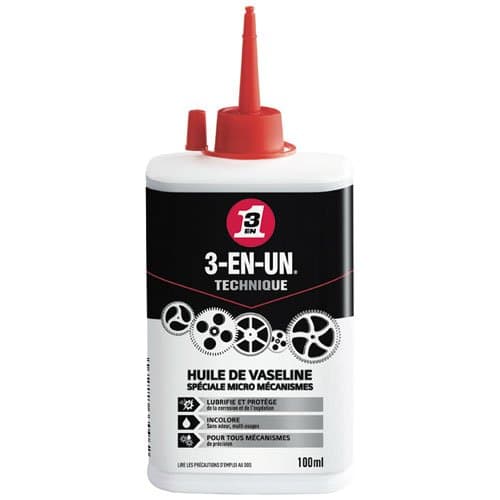 Huile de Vaseline 3-EN-UN Technique 100ml - Lubrifiant Paraffinique Ultra-Raffiné