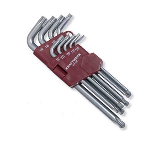 Jeu de 9 Clés Mâles Torx Kraftwerk 3608 | Acier S2 | Tête Sphérique T10-T50