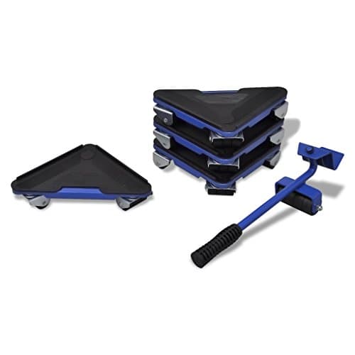 Kit de Manutention vidaXL - 4 Coins Roulants 300kg & Levier à Effet de Couple