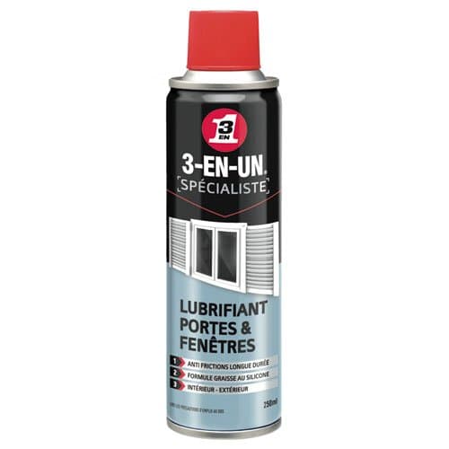 Lubrifiant Portes & Fenêtres 3-EN-UN Technique au Silicone - Aérosol 250ml