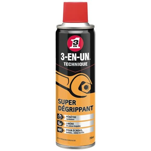 Super Dégrippant 3-EN-UN TECHNIQUE - Aérosol 250ml - Action Capillaire Haute Température