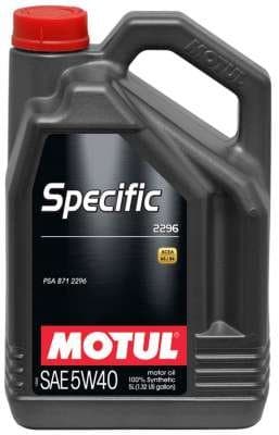Motul Specific 2296 5W40 - Lubrifiant 100% Synthèse PSA B71 2296 - 5L