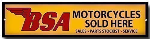 Enseigne BSA Motorcycles Aluminium 1050A - 305x75x1mm - Finition Émaillée