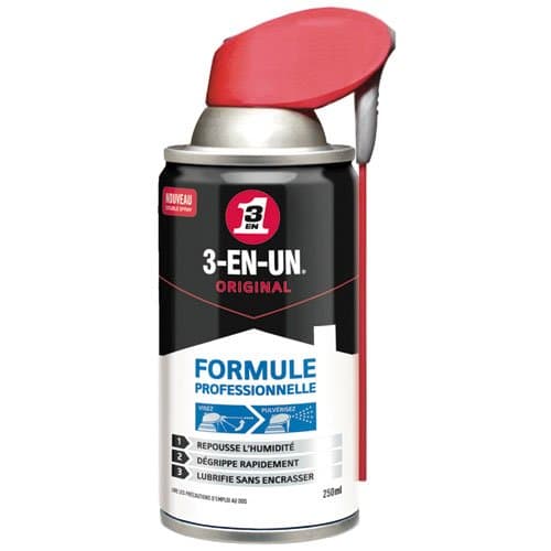 3-EN-UN Formule Professionnelle - Lubrifiant Hydrofuge Double Spray 250ml