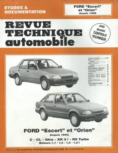 RTA 477.2 - Ford Escort & Orion (1986-1989) : Manuel Technique d'Atelier