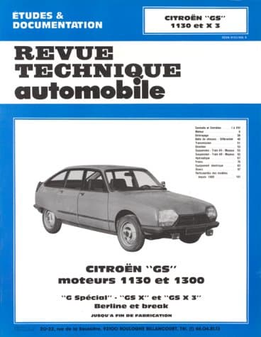 RTA Citroën GS 1130/1300 : Manuel Technique de Maintenance et Réparation