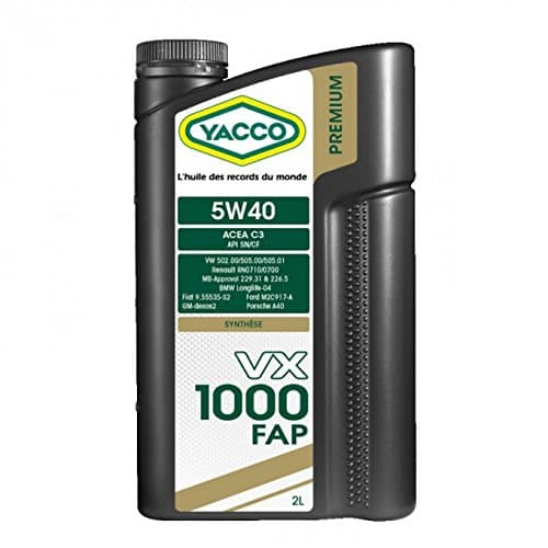 Yacco VX 1000 FAP 5W-40 - Huile Synthétique Low-SAPS - ACEA C3 - API SN/CF - 5L
