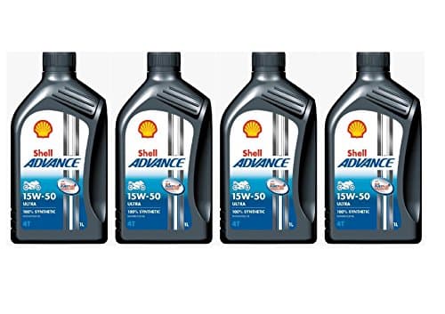 Shell Advance 4T Ultra 15W-50 - Huile 100% Synthétique - JASO MA2 - 4x1L