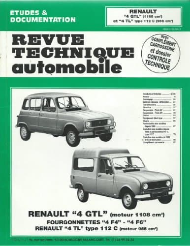 RTA n° 388.5 Renault 4 GTL (1108cm³), F4, F6, TL (956cm³) - Manuel d'Atelier