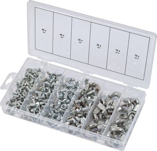 KS TOOLS 970.0470 - Assortiment de 150 Écrous Papillon Acier DIN 315 M4-M10