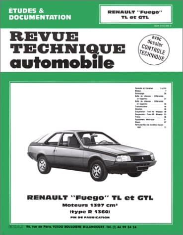 RTA Renault Fuego TL/GTL : Manuel Technique Moteur 1397 cm³ (Type R1360)