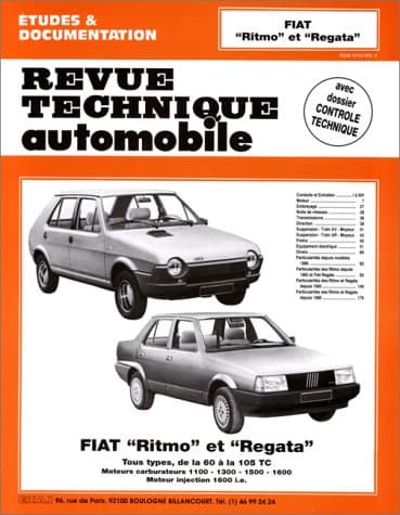 RTA Fiat Ritmo & Regata : Manuel de Réparation Technique (Moteurs 1.1 à 1.6)