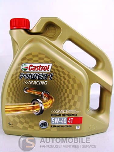 Castrol Power 1 Racing 4T 5W-40 - Huile 100% Synthèse - JASO MA2/API SN - 4L