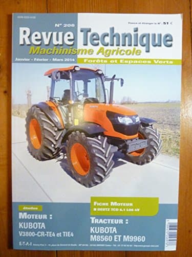 RTMA 0206 - Revue Technique Kubota M8560 / M9960 - Moteur V3800-CR-TE4/TIE4