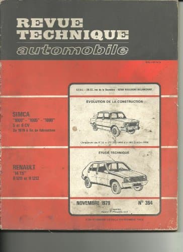 RTA Revue Technique Automobile n°394 - Renault 14 & Simca 1000/1005/1006