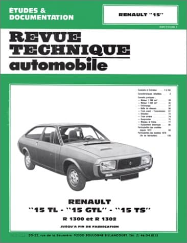 RTA Renault 15 TL-GTL-TS (1972-1979) : Manuel Technique d'Atelier Expert