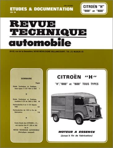 RTA 230.3 - Revue Technique Citroën H 1000/1600 Essence (1950-1982)