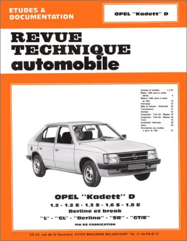 RTA 405.3 Opel Kadett D : Guide Technique de Maintenance et Réparation (1979-1984)