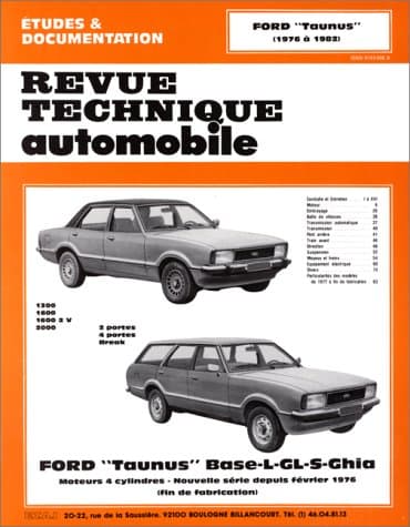 Revue Technique Automobile 366.3 : Ford Taunus Base-L-GL-S-Ghia