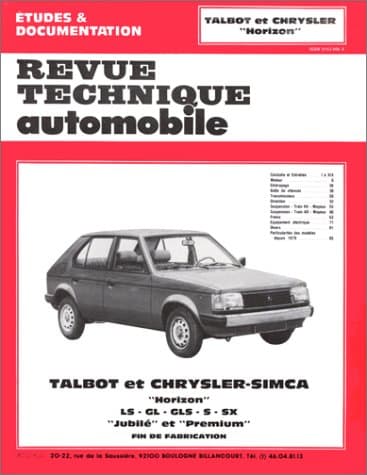 RTA Talbot/Chrysler-Simca Horizon (LS à Premium) - Réf. RRTA0380.7