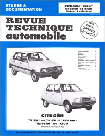 RTA CIP 3865 : Citroën Visa/Visa II Spécial & Club - Manuel Technique Expert