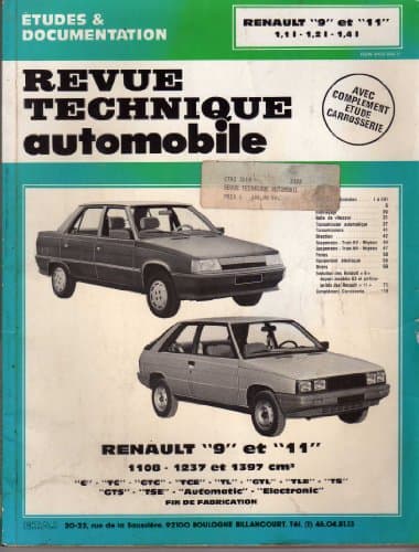 RTA 423.5 Renault 9 et 11 (1982-1989) : Manuel Technique de Maintenance