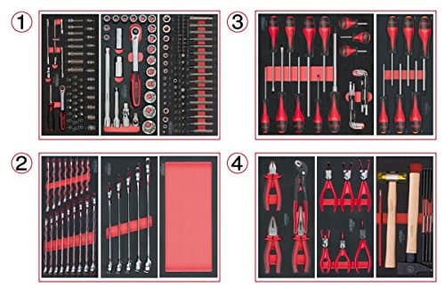 KS TOOLS 714.0241 - Module 4 Tiroirs 241 Pièces Acier Cr-V/S2 - Norme DIN/ISO