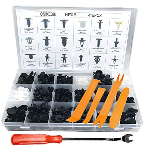 Coffret 415 pcs Rivets Nylon PA66 Haute Densité et Outils de Démontage Acier