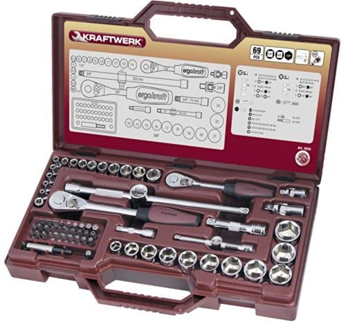Coffret Kraftwerk 3039 - 69 pcs - Douilles 1/4"-3/8" Ergokraft - Acier Cr-V