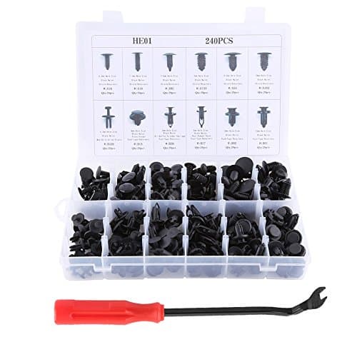 Coffret 240 Rivets Expansion Automobile Nylon PA6.6 + Pince de Retrait Acier Carbone