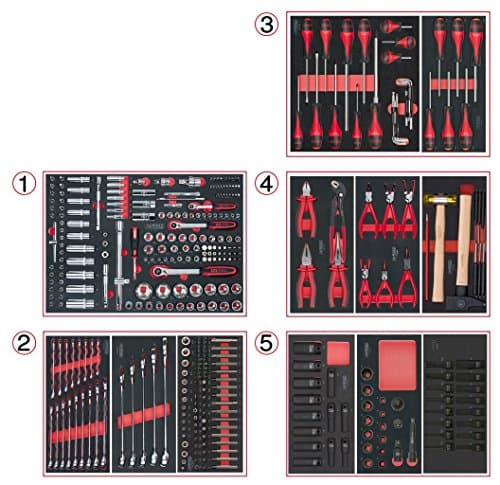 KS TOOLS 714.0380 - Composition 384 Outils en Modules Mousse 5 Tiroirs