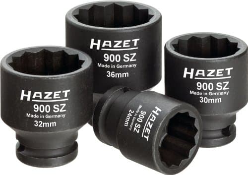 HAZET 900SZ/4 Set de 4 Douilles à Chocs 1/2" - 12 pans - Profi-Bit 24-36mm