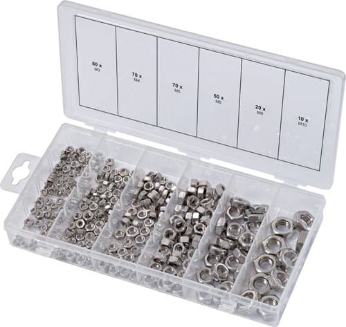KS Tools 970.0450 Assortiment 300 Écrous Inox A2 DIN 934 - M3 à M10