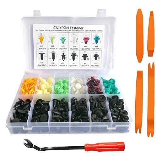 Coffret 330 Agrafes Nylon PA66 + Kit 5 Outils Démontage Carrosserie ISO 9001