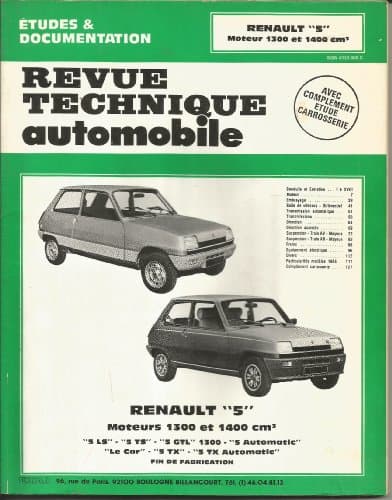 RTA Renault 5 - Moteurs C1J/C2J (1.3/1.4L) : Manuel de Réparation Technique